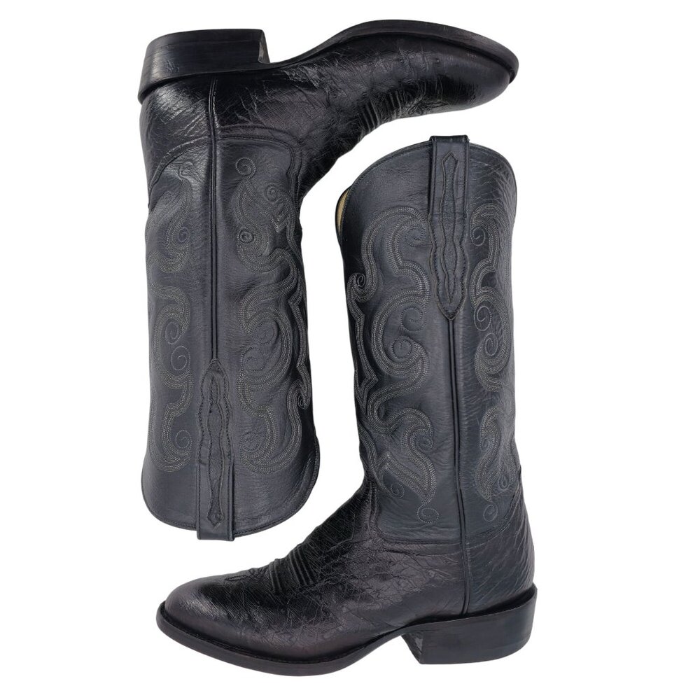 Luskey's Ryon's Mens size 9.5D Black Ostrich Exotic Leather Cowboy Western Boots - Picture 14 of 16